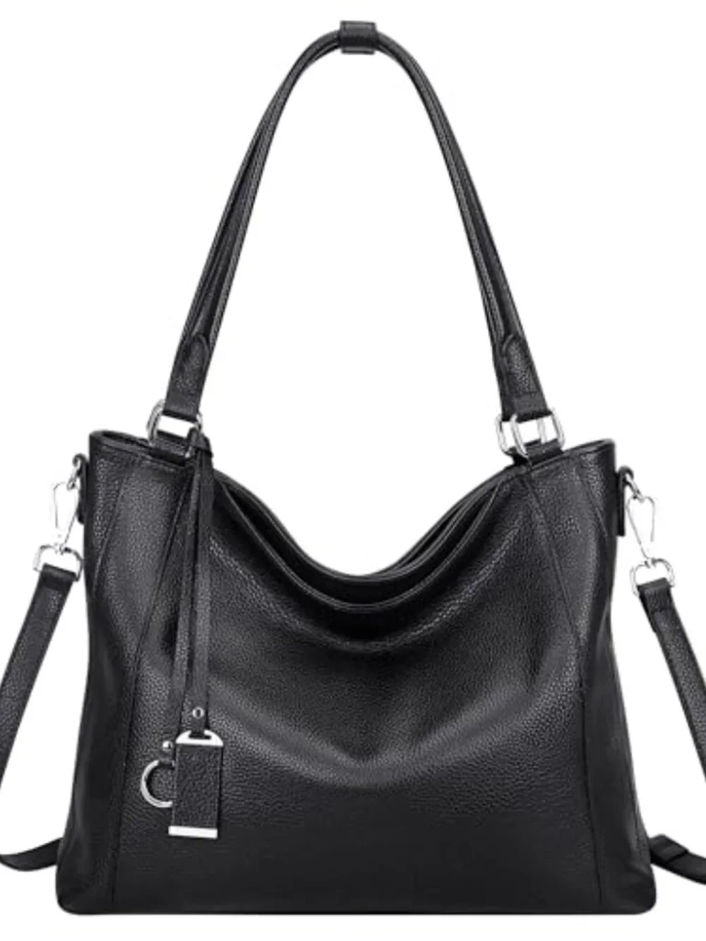 Genuine Leather Hobo Bag Large Shoulder Bag Detachable Strap